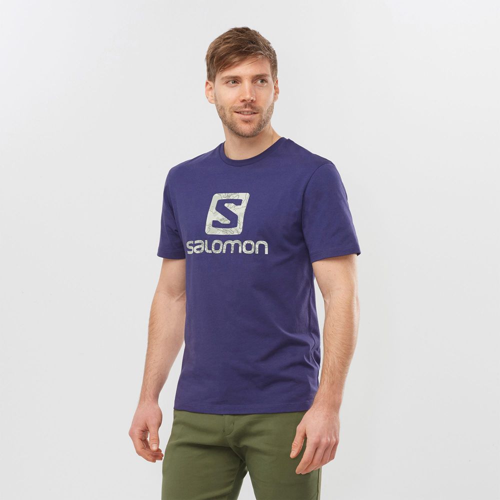 Camisetas Salomon Hombre Azul Marino - Salomon Argentina OUTLIFE LOGO,819460-ADM